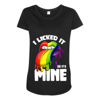 I Licked It So Its Mine Lesbian Lgbtq Rainbow Maternity Scoop Neck T-shirt | Artistshot