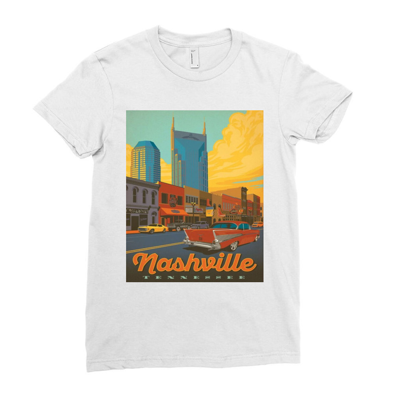 Nashville Tn Building Ladies Fitted T-Shirt by JuanCrawford | Artistshot