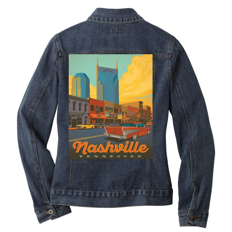 Nashville Tn Building Ladies Denim Jacket by JuanCrawford | Artistshot