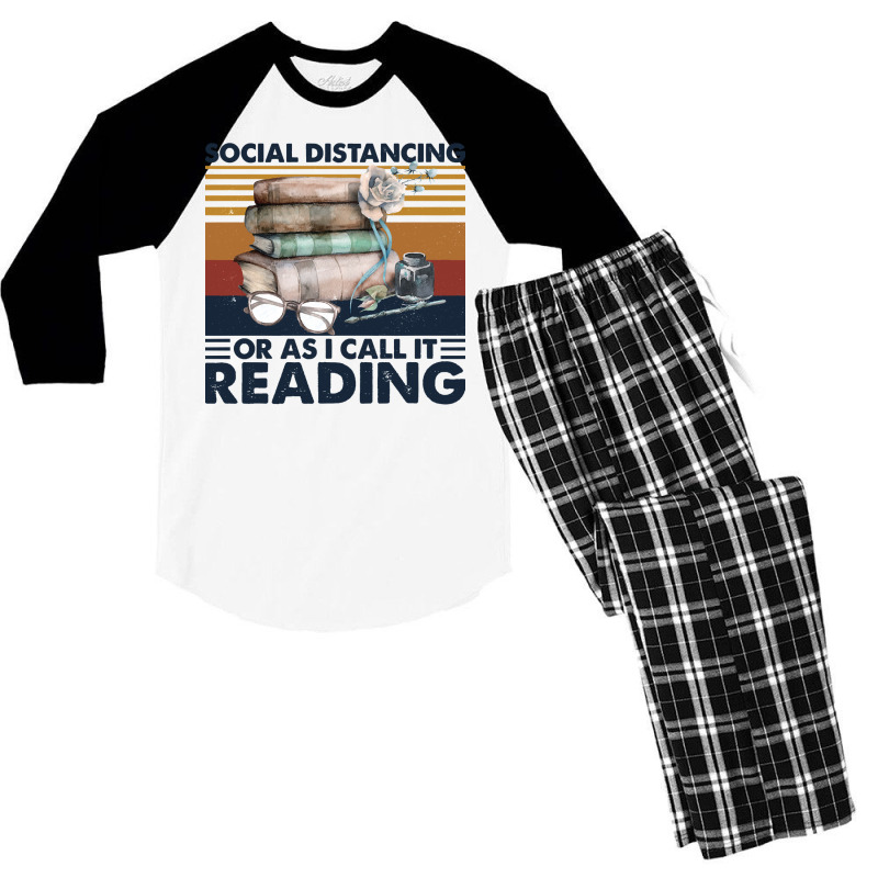 Book Reading Reader Social Distancing Or As I Call It Reading Vintage  Men's 3/4 Sleeve Pajama Set by golferu | Artistshot