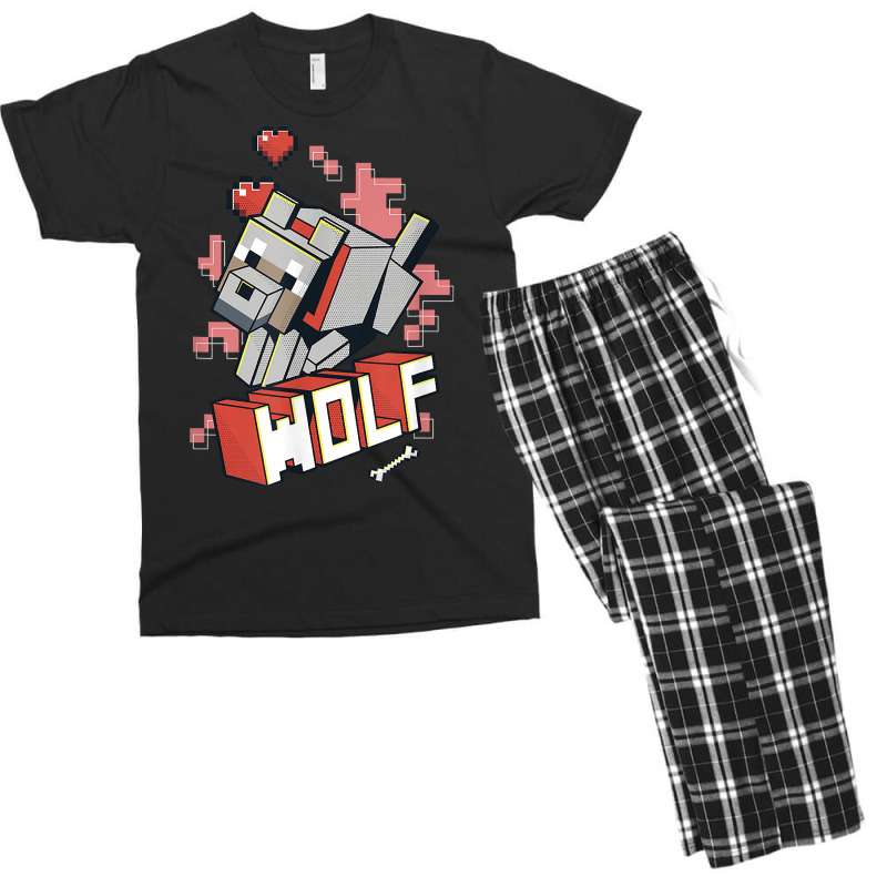 Custom Minecraft Wolf Hero Love T Shirt Men s T shirt Pajama Set