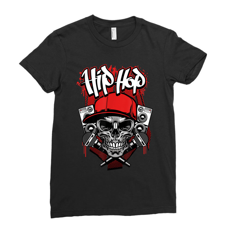 Hip Hop Skull Break Dance B-boy Beat Box Rap Ladies Fitted T-Shirt by Hoang95 | Artistshot