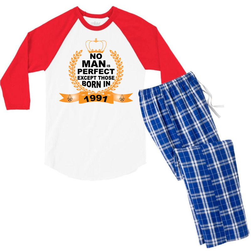 No Man Is Perfect Except Those Born In 1990 Men's 3/4 Sleeve Pajama Set | Artistshot