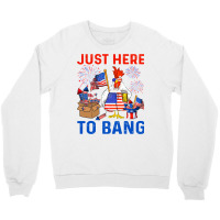 Chicken Funny 4th Of July Just Here To Bang Usa Flag Chicken Beer 42 H Crewneck Sweatshirt | Artistshot