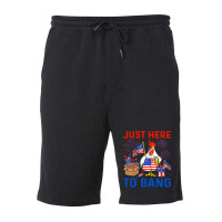 Chicken Funny 4th Of July Just Here To Bang Usa Flag Chicken Beer 42 H Fleece Short | Artistshot