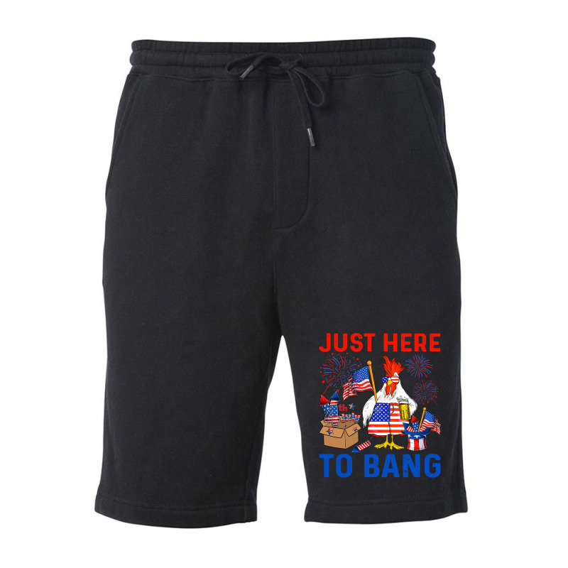 Chicken Funny 4th Of July Just Here To Bang Usa Flag Chicken Beer 42 H Fleece Short | Artistshot