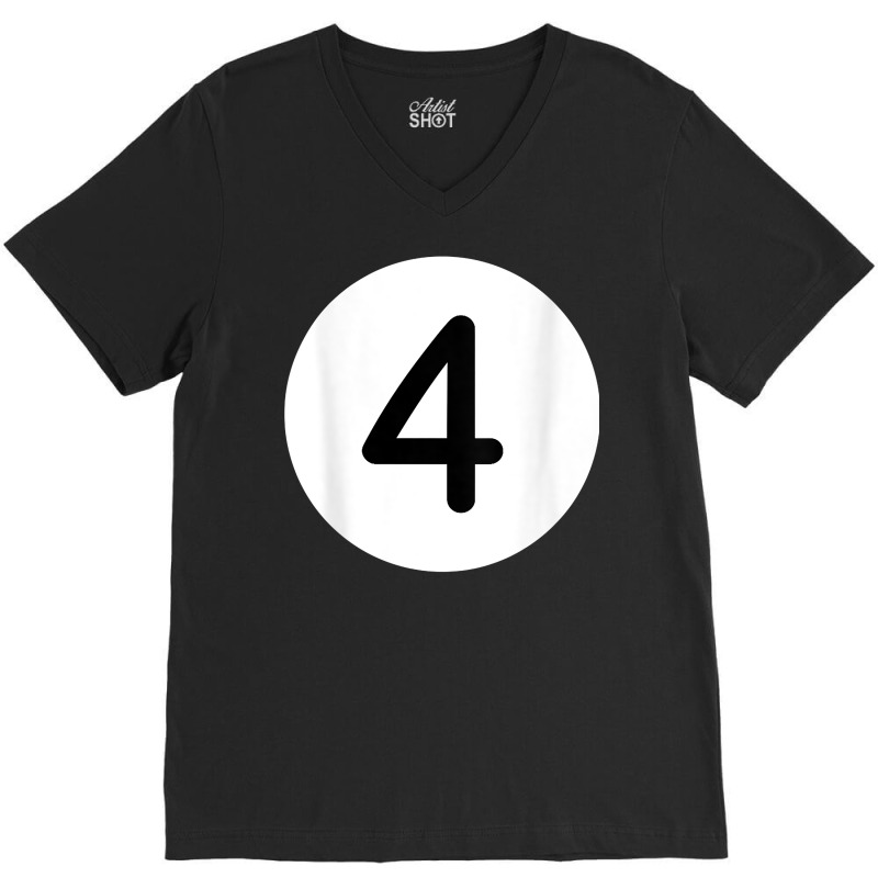 Purple Pool Ball Number Four Back Print T Shirt Billiards 4 V-neck Tee | Artistshot