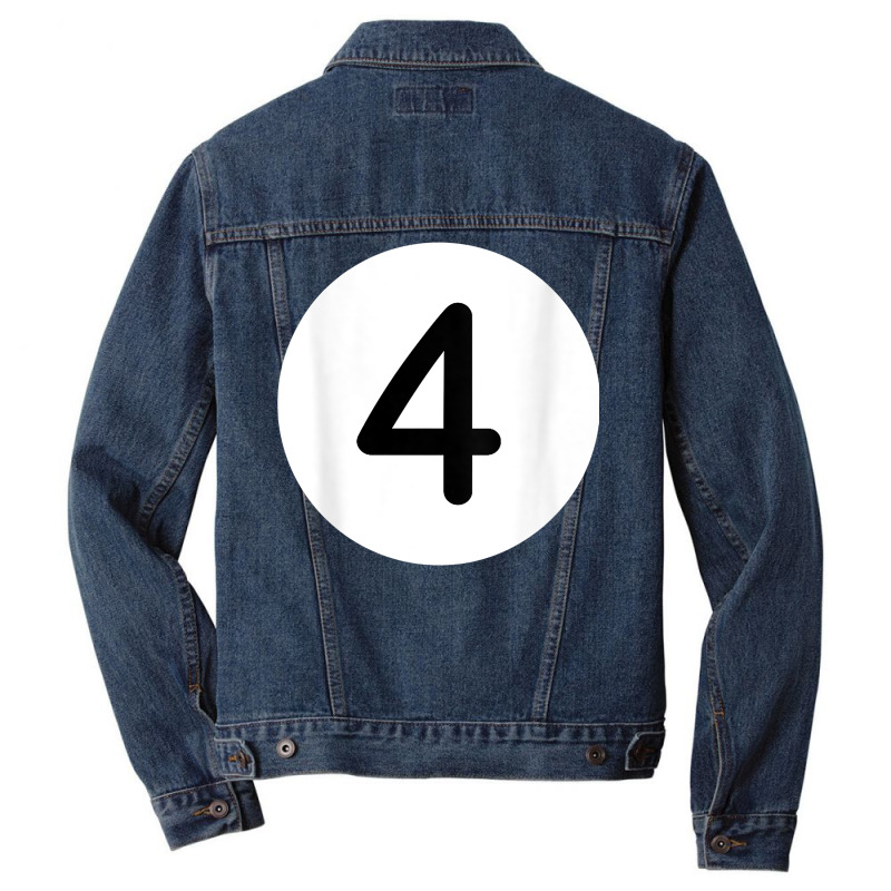 Purple Pool Ball Number Four Back Print T Shirt Billiards 4 Men Denim Jacket | Artistshot