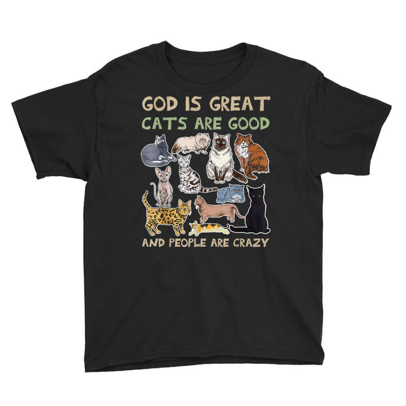 God Is Great Cats Are Good And People Are Crazy T Shirt Youth Tee | Artistshot