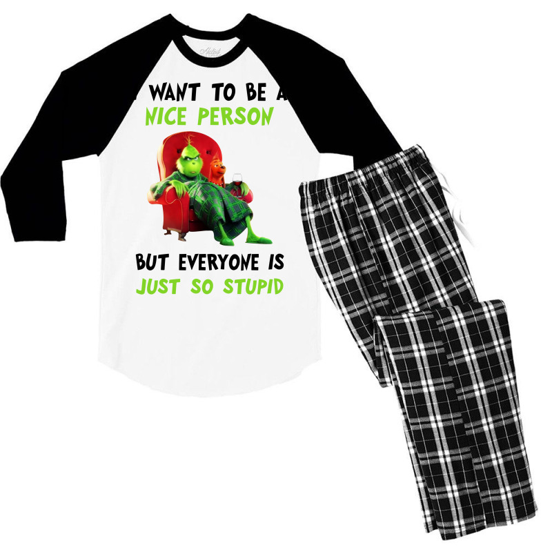 I Want To Be A Nice Person But Everyone Is Just So Stupid For Light Men's 3/4 Sleeve Pajama Set | Artistshot