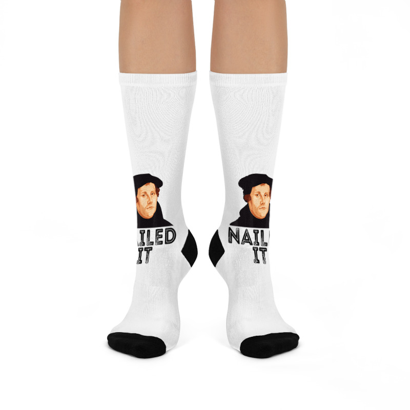 Martin Luther Nailed It Reformation Funny Gift Protestant T Shirt Crew Socks | Artistshot