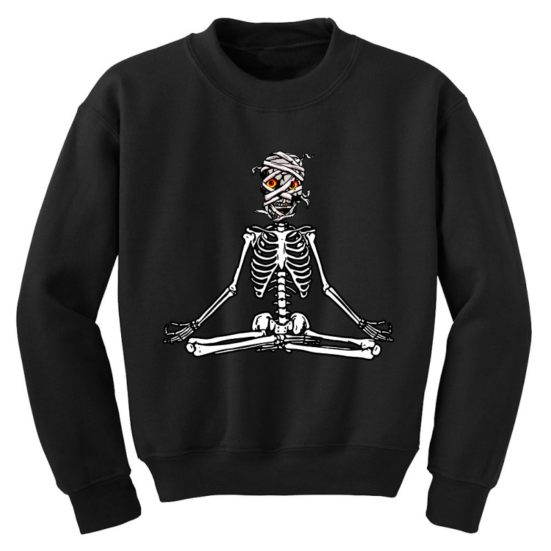 Halloween Skeleton Mummy Meditation Youth Sweatshirt by Donkey Apparel | Artistshot