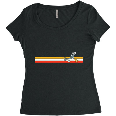 Retro Stripes Women's Triblend Scoop T-shirt Designed By Wildern