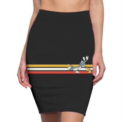 Retro Stripes Pencil Skirts Designed By Wildern