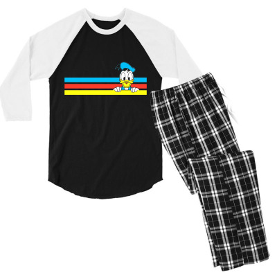 Retro Stripe Men's 3/4 Sleeve Pajama Set Designed By Wildern