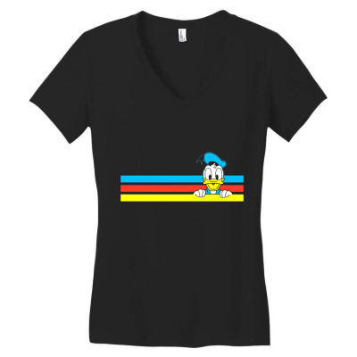Retro Stripe Women's V-neck T-shirt Designed By Wildern