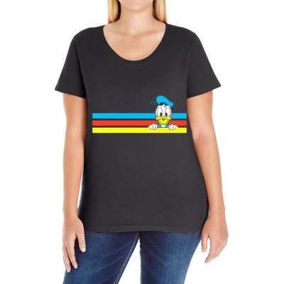 Retro Stripe Ladies Curvy T-shirt Designed By Wildern