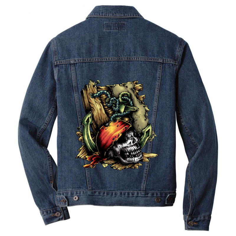 Dead Pirate Pirates Skull Men Denim Jacket by fluencyroom | Artistshot