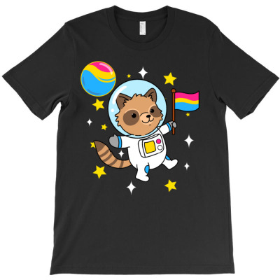 Raccoon Astronaut Pan Pride T-shirt Designed By Bariteau Hannah