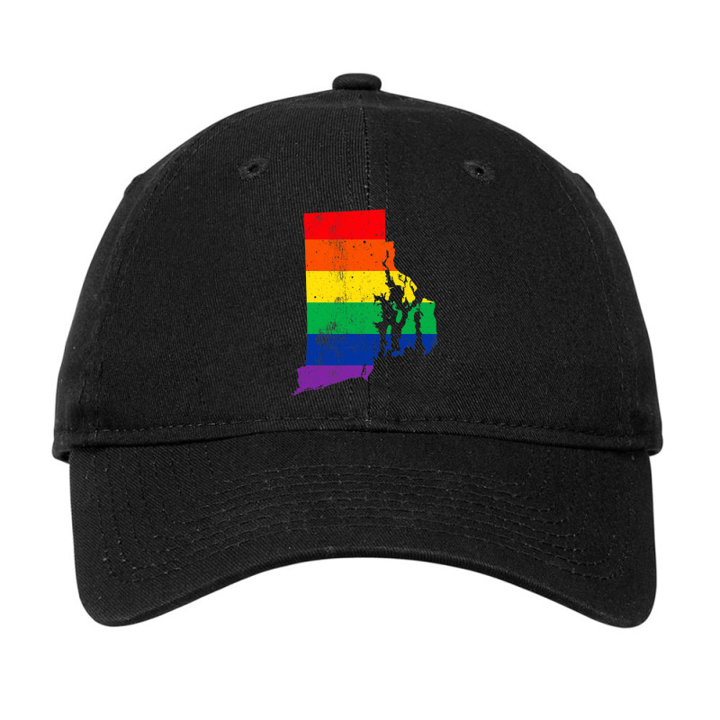 Rhode Island Rainbow Flag Map Gay Pride Lesbian Lgbt Adjustable Cap by GrahamWalsh | Artistshot