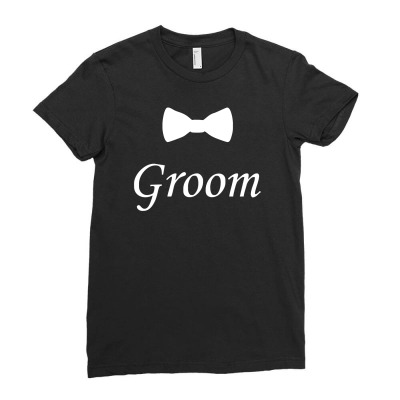 Groom Bow Tie, Wedding Ladies Fitted T-shirt Designed By Mdk Art