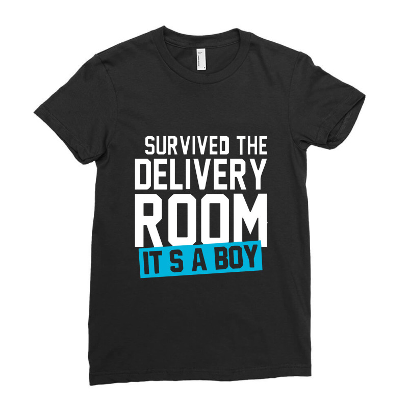 Survived The Delivery Room It's A Boy Funny Ladies Fitted T-Shirt by lapilune | Artistshot