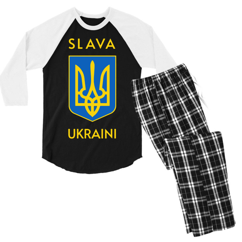 Slava Trident Glory To Support Men's 3/4 Sleeve Pajama Set | Artistshot