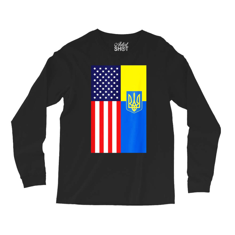 Half American Flag Support Long Sleeve Shirts | Artistshot