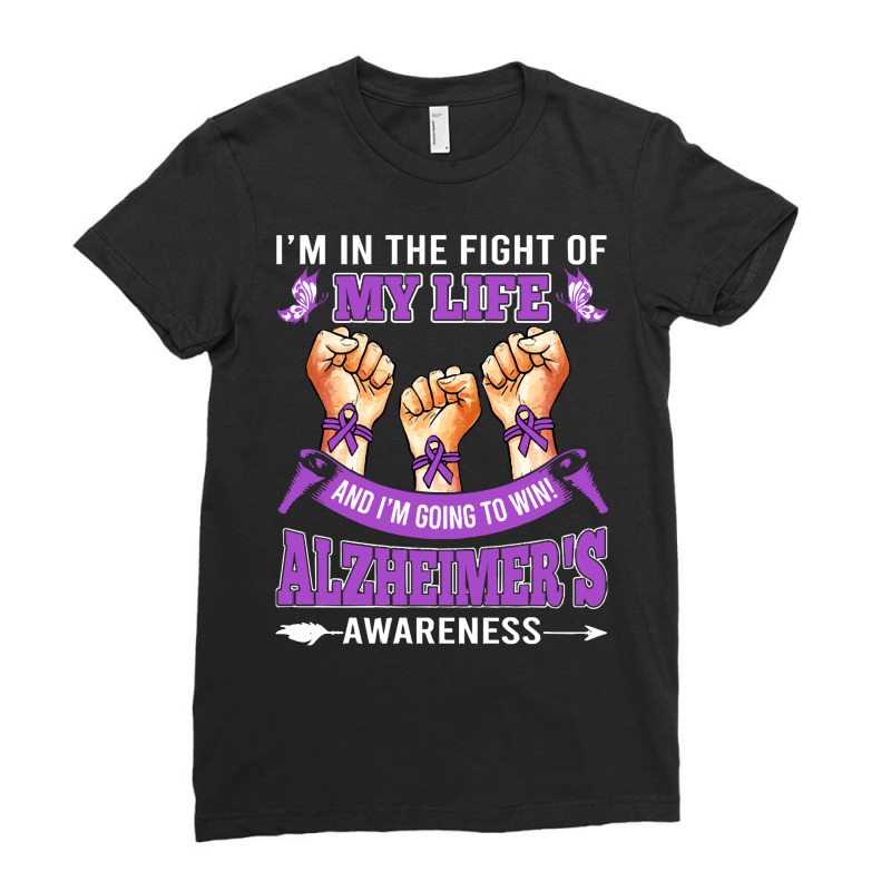 Alzheimers Awareness In The Fight T  Shirt Alzheimer's Awareness In Th Ladies Fitted T-Shirt by biscuitsregularly | Artistshot