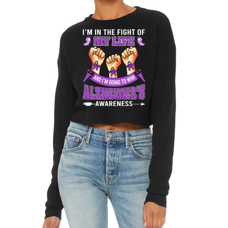 Alzheimers Awareness In The Fight T  Shirt Alzheimer's Awareness In Th Cropped Sweater by biscuitsregularly | Artistshot