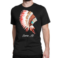 Native Indian Tribal Headdress Art T  Shirt Homer Alaska Watercolor Na Classic T-shirt | Artistshot