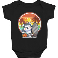 Retro Husky Surfer Baby Bodysuit | Artistshot