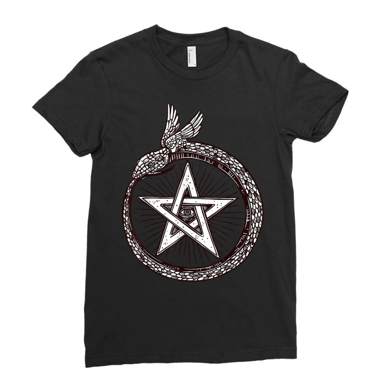 Alchemy Ouroboros Snake Pentagon All Seeing Eye T Shirt Ladies Fitted T-Shirt by dornakgb | Artistshot