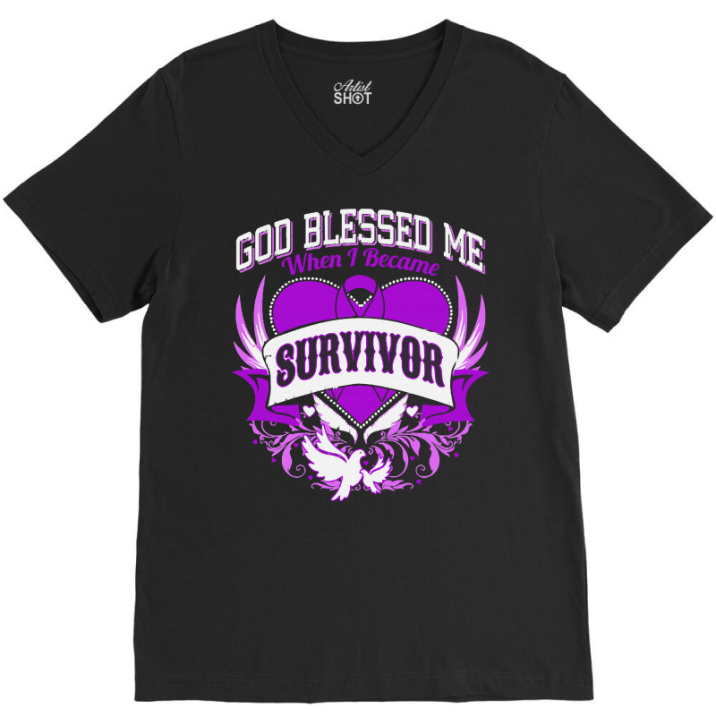 Alzheimers Awareness T  Shirt God Blessed Me When I Became Survivor Al V-neck Tee | Artistshot