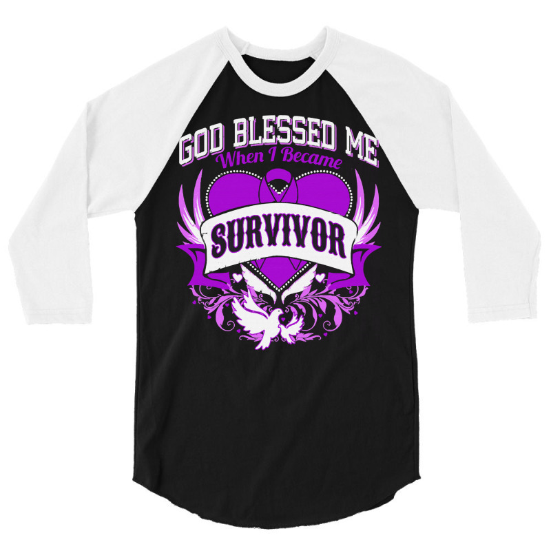 Alzheimers Awareness T  Shirt God Blessed Me When I Became Survivor Al 3/4 Sleeve Shirt | Artistshot