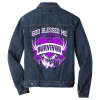 Alzheimers Awareness T  Shirt God Blessed Me When I Became Survivor Al Men Denim Jacket | Artistshot