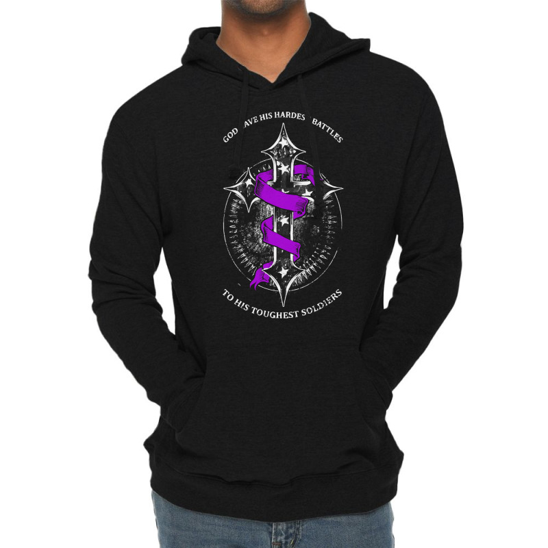 Alzheimers Awareness T  Shirt God Gave His Hardest Battles Toughest So Lightweight Hoodie | Artistshot