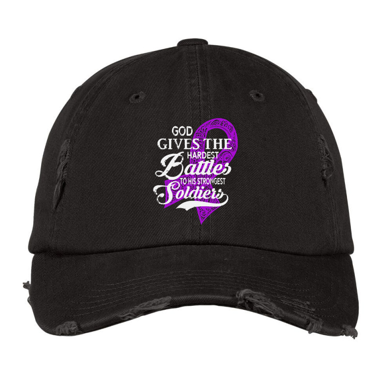 Alzheimers Awareness T  Shirt God Gives The Hardest Battles Strongest Vintage Cap | Artistshot