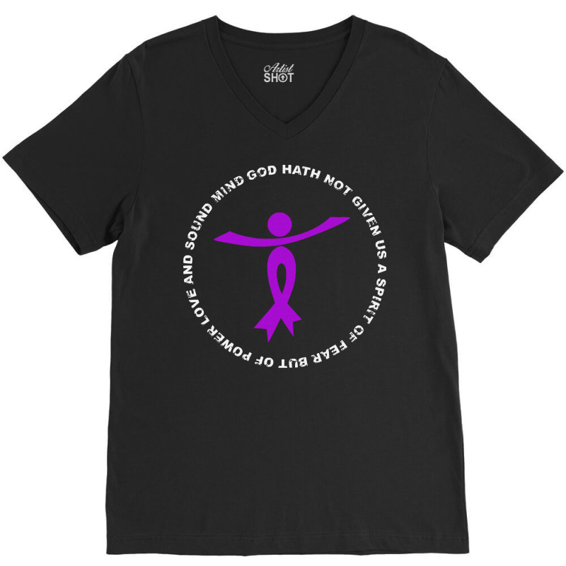 Alzheimers Awareness T  Shirt God Hath Not Given Spirit Of Fear Power V-neck Tee | Artistshot