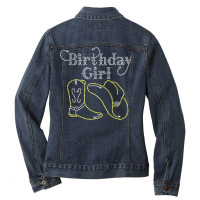 Birthday Girl With Boot And Cowboy Hat Bling Rhinestone T Shirt Ladies Denim Jacket | Artistshot