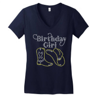 Birthday Girl With Boot And Cowboy Hat Bling Rhinestone T Shirt Women's V-neck T-shirt | Artistshot