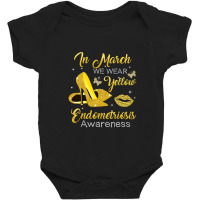 In March Wear Yellow High Heels Endometriosis Awareness T Shirt Baby Bodysuit | Artistshot