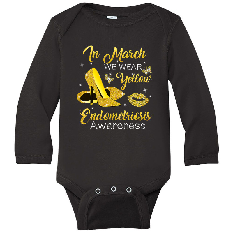 In March Wear Yellow High Heels Endometriosis Awareness T Shirt Long Sleeve Baby Bodysuit by Jeffrey_Insalaco | Artistshot