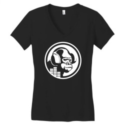 headphones gorilla Women's V-Neck T-Shirt | Artistshot