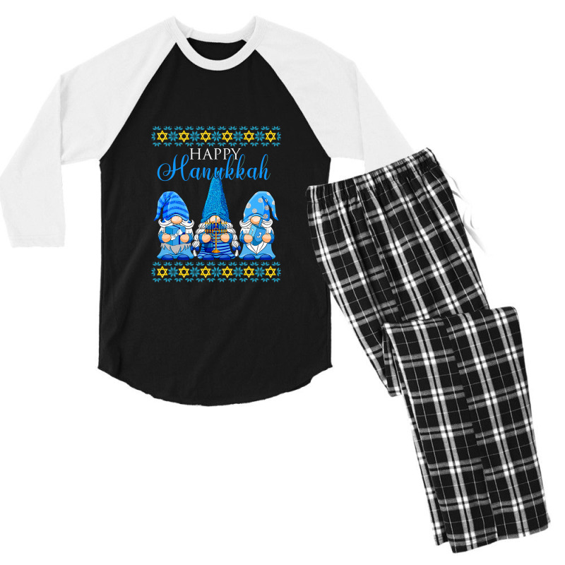 Happy Hanukkah 2021 Gnome Funny Cute Gnome Hanukkah Jewish T Shirt Men's 3/4 Sleeve Pajama Set | Artistshot