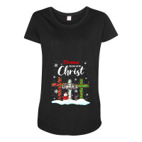 Christmas Begins With Christ Snowman Christian Cross Xmas T Shirt Maternity Scoop Neck T-shirt | Artistshot