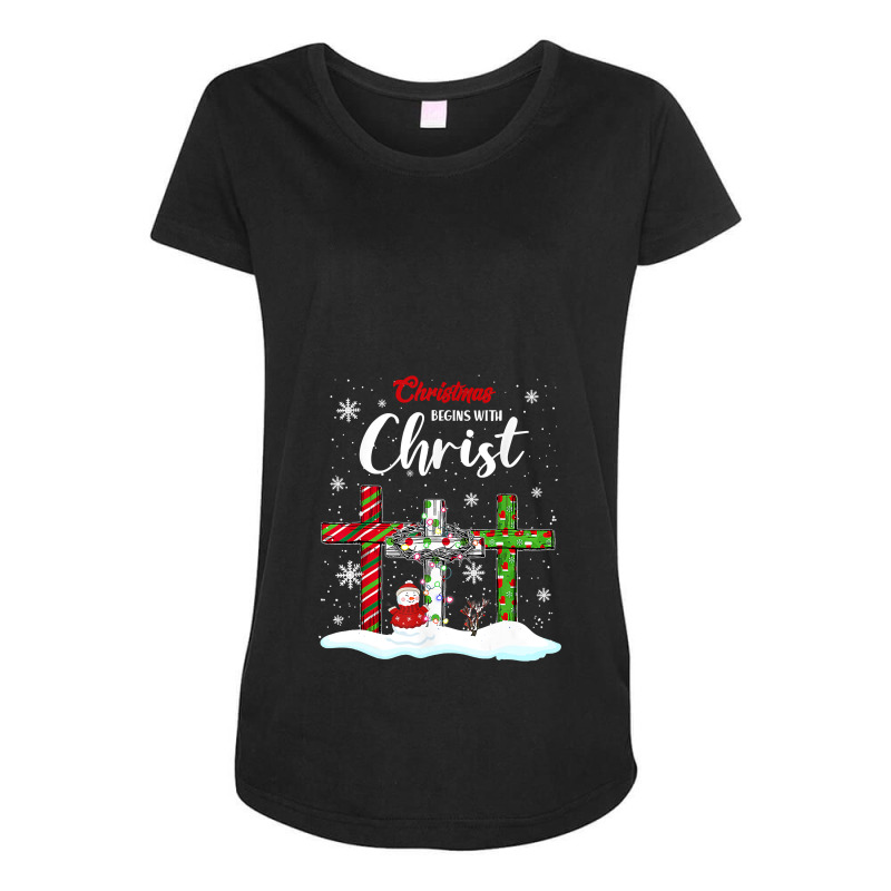 Christmas Begins With Christ Snowman Christian Cross Xmas T Shirt Maternity Scoop Neck T-shirt by Mark_Liegerot | Artistshot