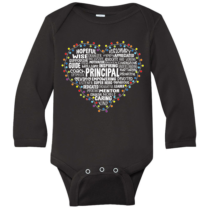 Principal Christmas Lights Heart Santa's Favorite Principal T Shirt Long Sleeve Baby Bodysuit by Rudy_Glenn | Artistshot