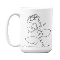 Rose Flower Plant One Line Art 15 Oz Coffee Mug | Artistshot