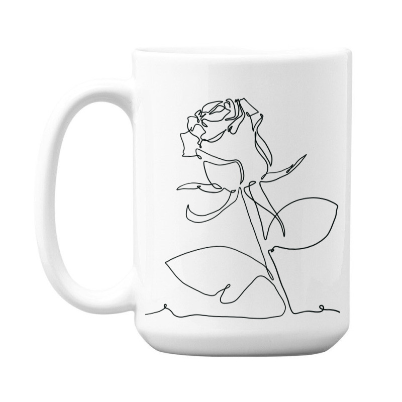 Rose Flower Plant One Line Art 15 Oz Coffee Mug | Artistshot